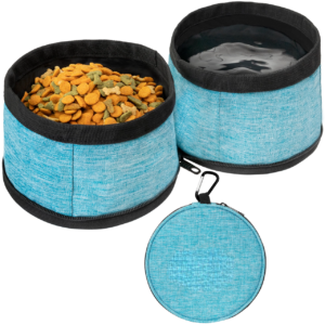 Collapsible Dog Food and Water Bowls, 2 Travel Bowls Kit, Portable Pet Dish No Spill