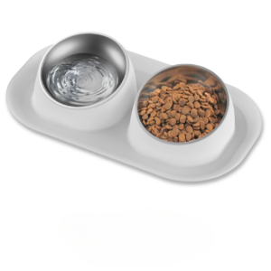 Elevated Stainless Steel Pet Food Bowl with Stands, Raised Dog Cat Feeding Bowls