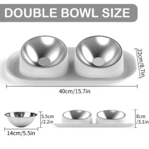 Elevated Stainless Steel Pet Food Bowl with Stands, Raised Dog Cat Feeding Bowls